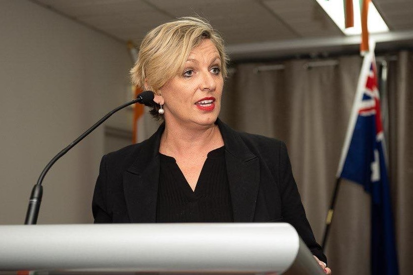 The member for Cranbourne, Pauline Richards, speaks at a lectern in an image posted to her Facebook page.