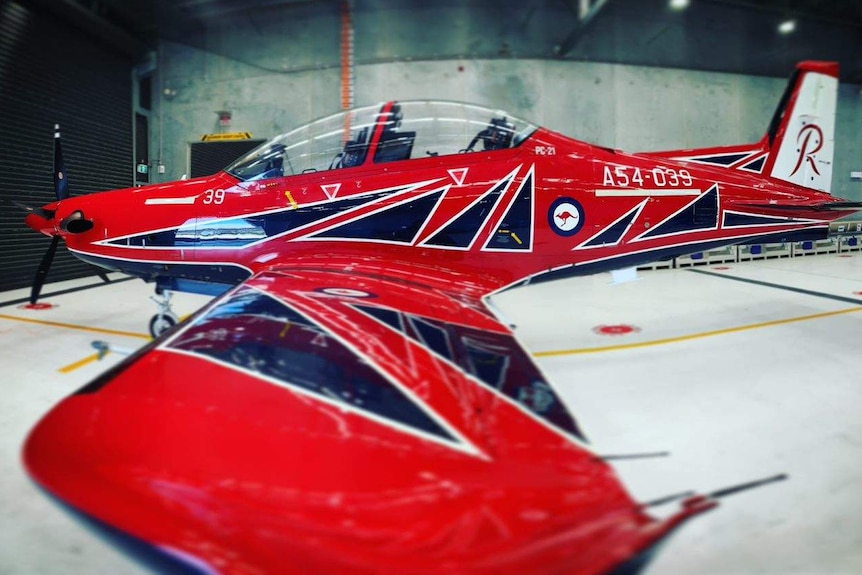 A profile shot of the Roulette in a hanger.