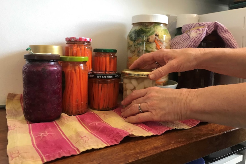 A few jars of pickled vegetables