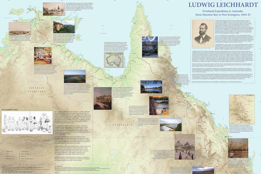 ANU's new hard copy map of Ludwig Leichhardt's expedition in 1844.