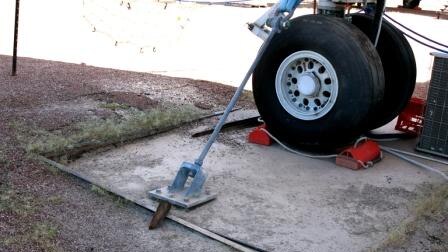 The museum says the nose wheel of its Boeing 747 display has sunk about 20 centimetres. ABC Local: Julia Harris