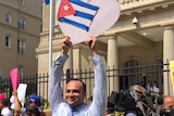 Pro-Castro supporter in Washington