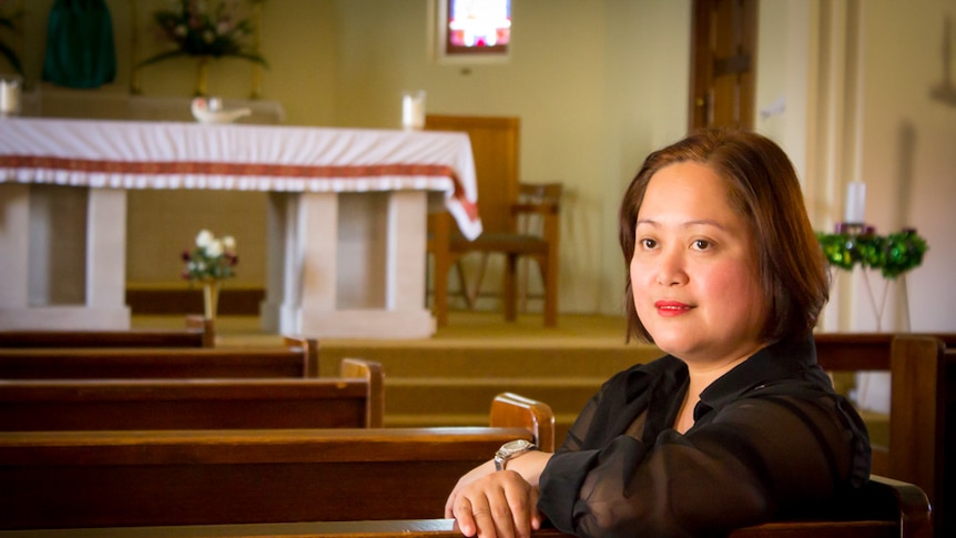 Desiree Guy sits on a pew at St Therese's Catholic Church in Renmark