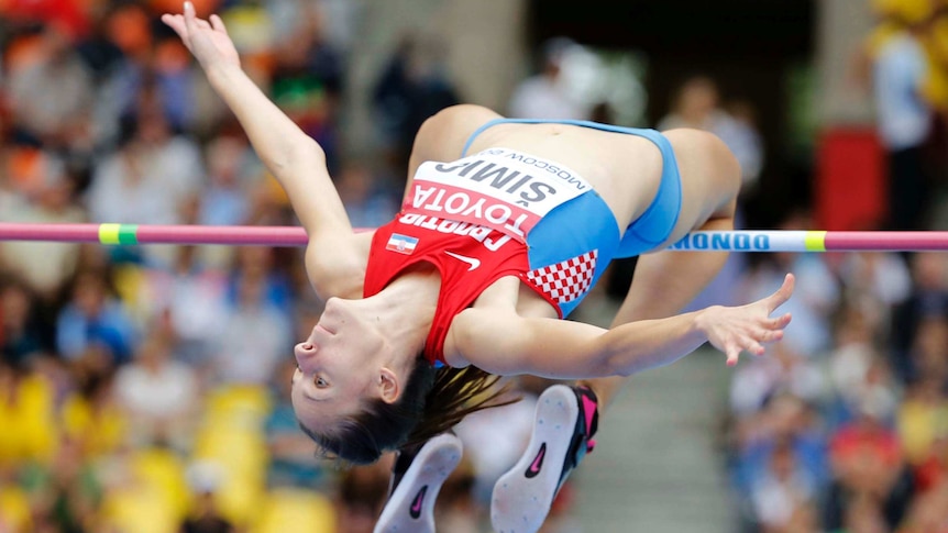 Ana Simic of Croatia competes in the high jump