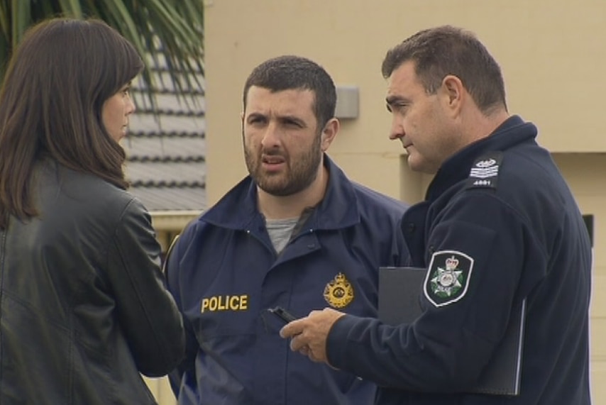 Police outside the Hallam house where terror raids occurred