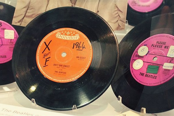 Colourful vinyl records by the Beatles