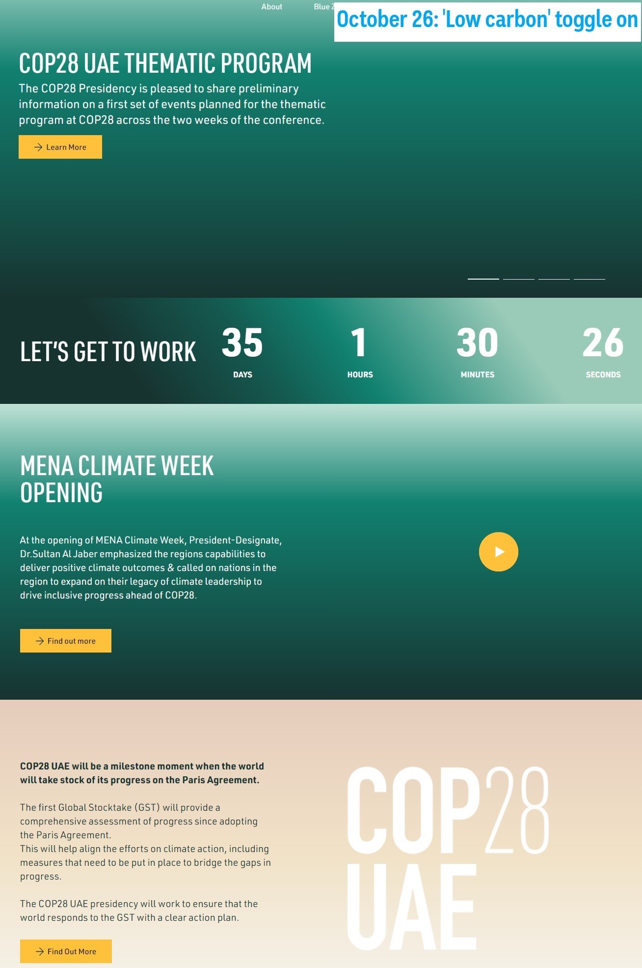 COP28 website on October 26, 2023.