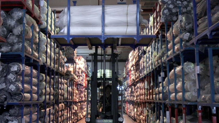 Forklift in a warehouse in China