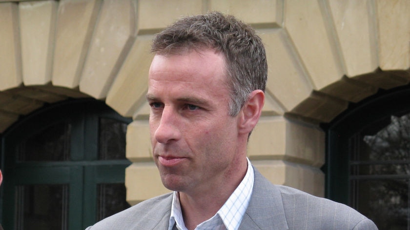 Tasmanian Greens leader Nick McKim outside Parliament.