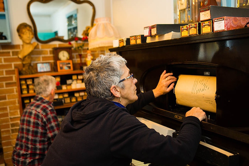 Angela and Jimmy Powell by their pianola