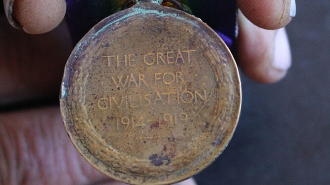World War I medal found on western Queensland grazier Andrew Martin's sheep property 'Toolmaree' at Tambo