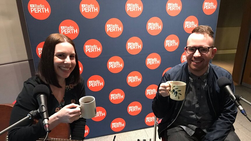 Perth musician Helen Shanahan and her husband Matt in ABC Radio Perth studio