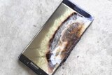 A Samsung Galaxy Note 7 that has been warped and burned after exploding.