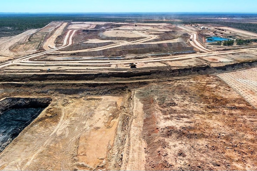 Aerial shot of a mine site.