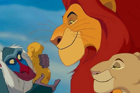 A still from The Lion King shows a newborn Simba being shown to his parents.