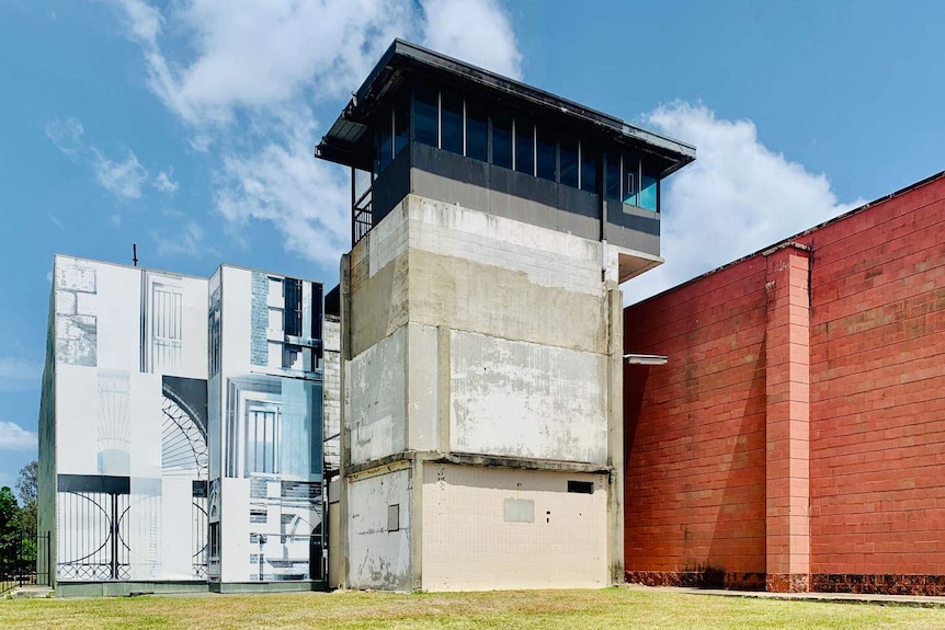 The remaining guard tower and detention cells from a newer section of the Boggo Road jail in Brisbane in October 2019.