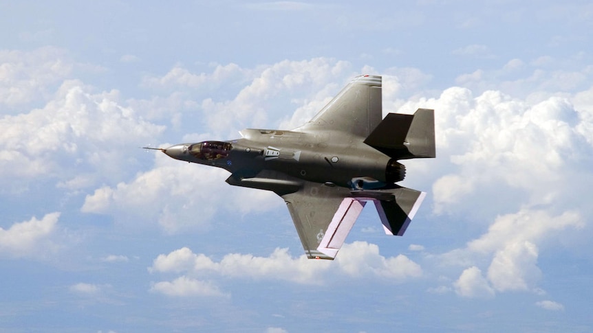 The F-35 Joint Strike Fighter built by Lockheed Martin in the United States.