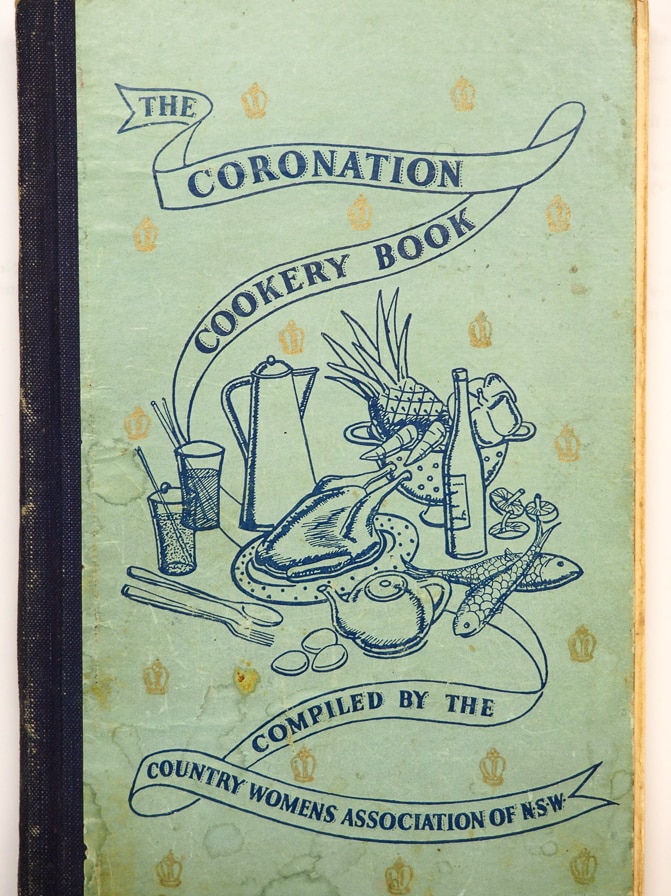Front cover of the Coronation Cookery Book first edition.
