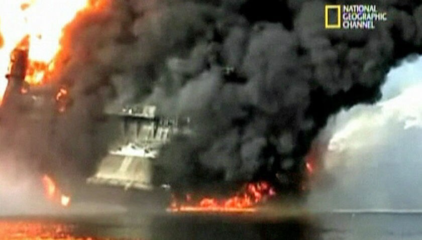 New footage of Gulf oil rig explosion - ABC News