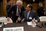 Bernard Collaery and E Timor's foreign minister at the Hague
