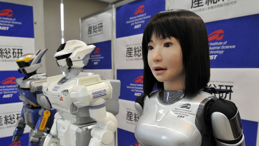 Japan's new humanoid fashion robot HRP-4C is unveiled in Tokyo on March 16, 2009.