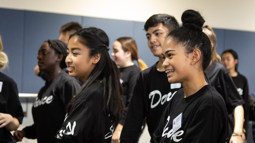 Meryll Raymundo (right) in rehearsal at WAAPA.