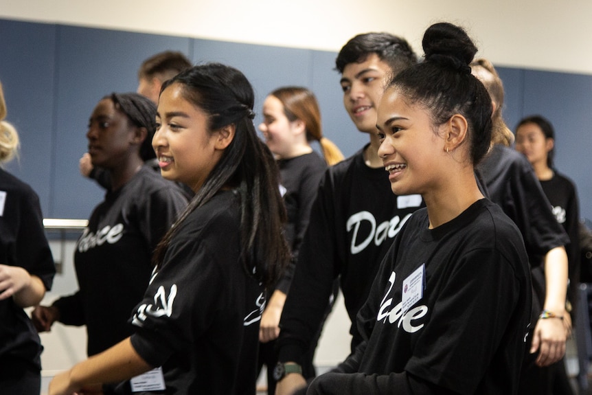 Meryll Raymundo (right) in rehearsal at WAAPA.