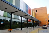 Colourful cladding on the Centenary Hospital for Women and Children in Canberra.
