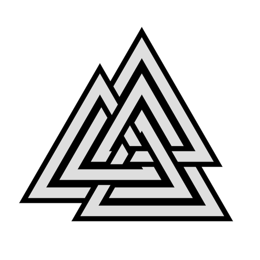 The Norse 'Valknut' symbol containing interlocking triangles