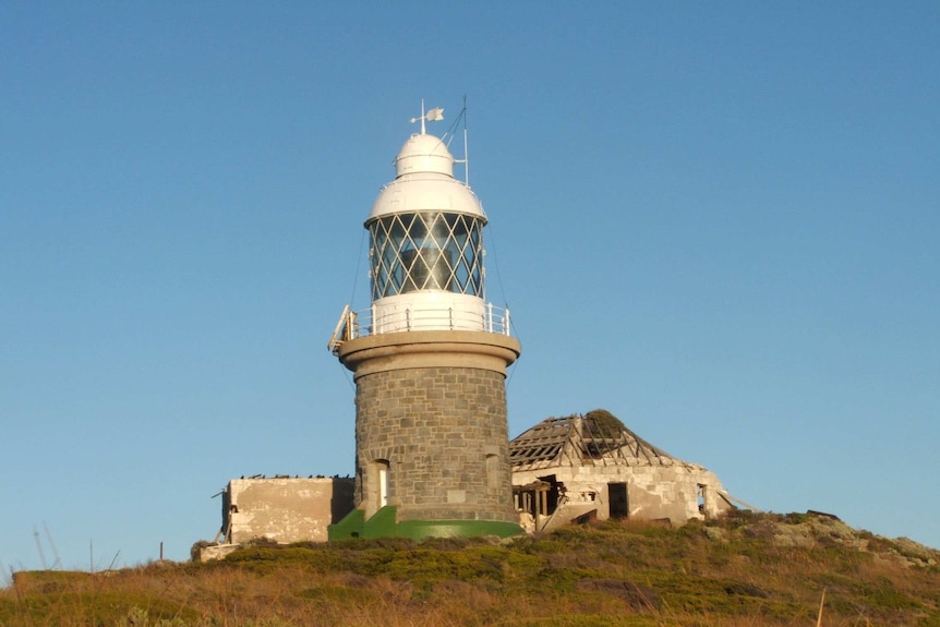 The 1902 lighthouse on Breaksea Island was the last point of contact for the Anzacs.