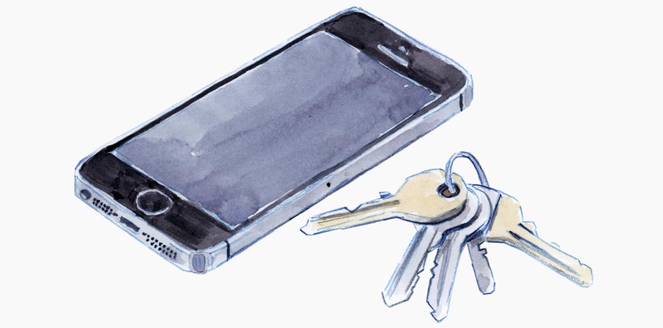 An I phone and set of keys.