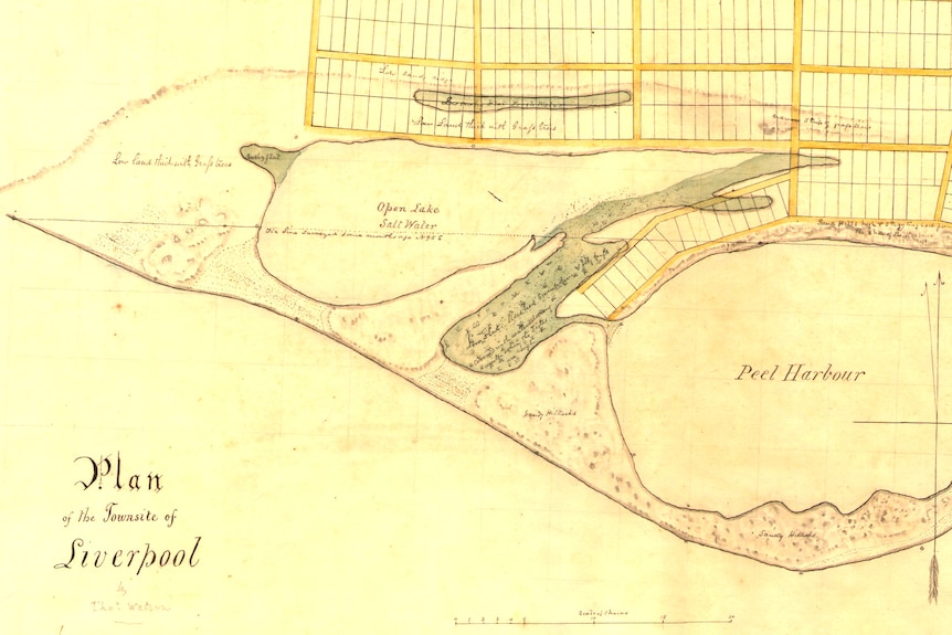 Historic map showing Safety Bay, south of Perth, was once slated to be named Liverpool