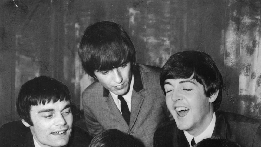 Ringo Starr joins the The Beatles Jimmy Nichol, George Harrison, Paul McCartney and John Lennon in Melbourne in 1964.