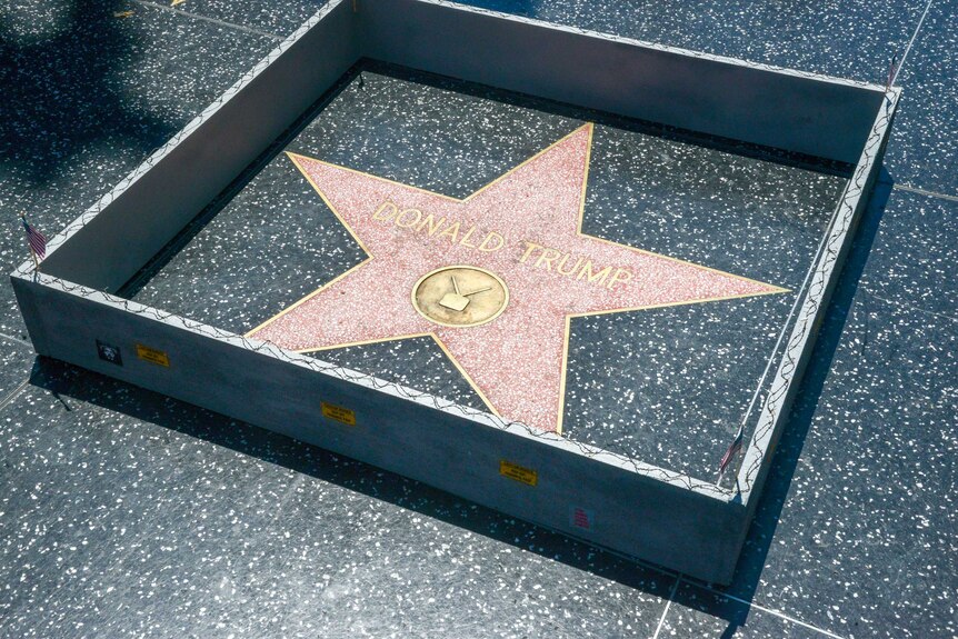 Wall around Donald Trump's Hollywood star