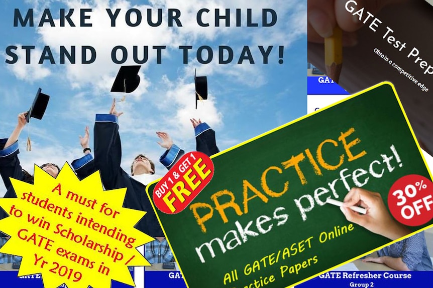 A montage of offers for gifted and talented tutoring courses.