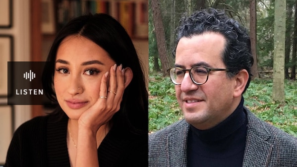 Author headshots left to right: Ela Lee and Hisham Matar. Has Audio.