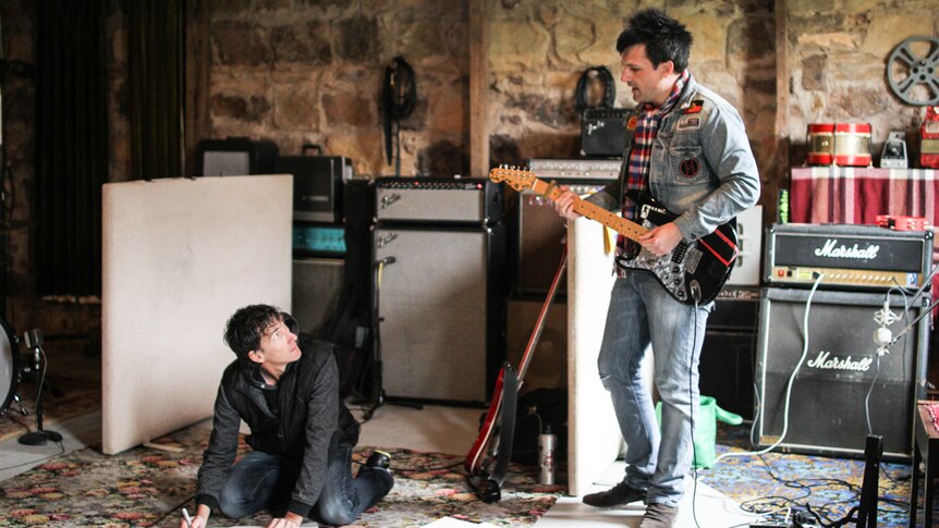 Shann Lions on guitar and Greg Perry who was initially concerned about recording an EP without rehearsing it.