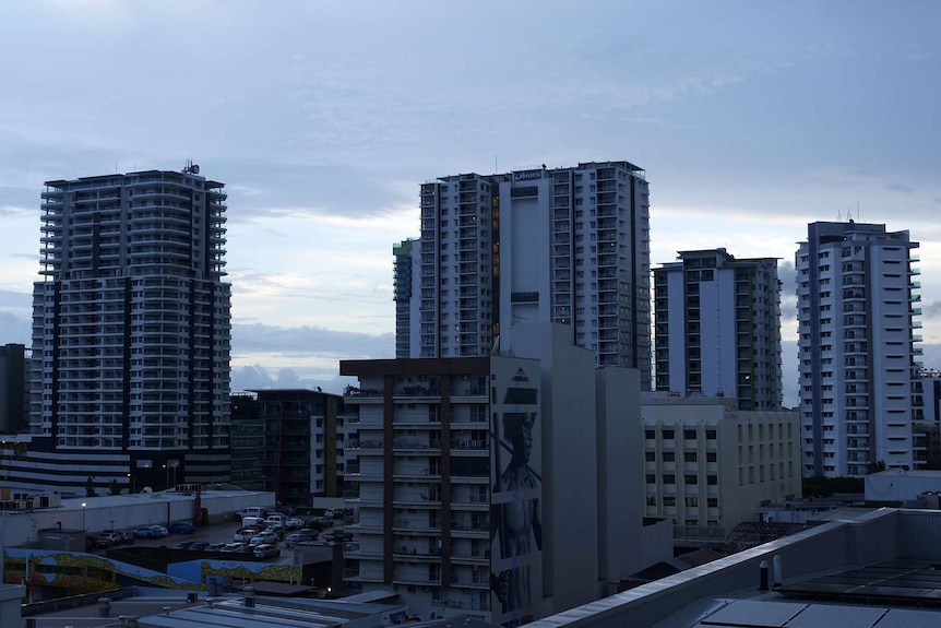 A photo of Darwin's skyline in early morning light.