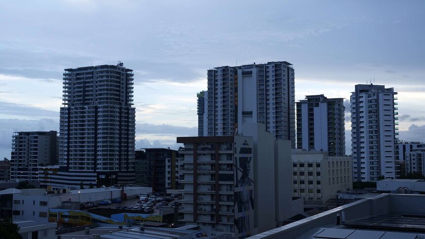 A photo of Darwin's skyline in early morning light.