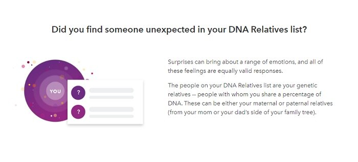 23andMe launched a support page called Navigating Unexpected Relationships.