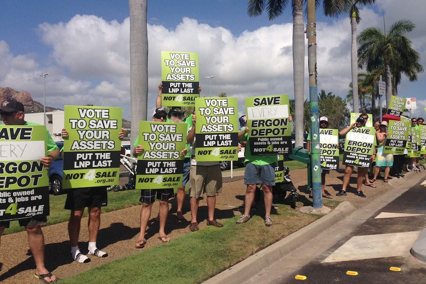 Protesters outside LNP state conference in Townsville