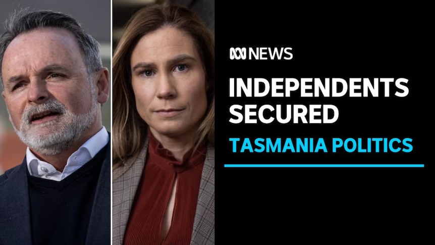 Independents Secured, Tasmania Politics: A composite image of a man and a woman.