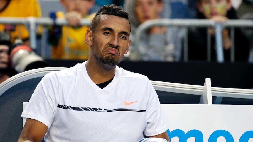 Nick Kyrgios pulls a face