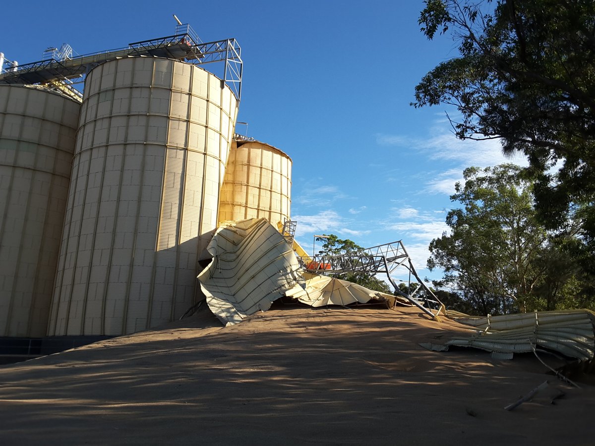 Work begins in NSW to remove grain from drains after chicken feed silo