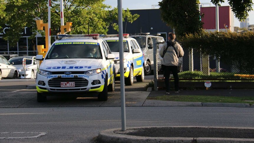 Victoria Police's Public Order Response Unit leave the Parkville juvenile facility.