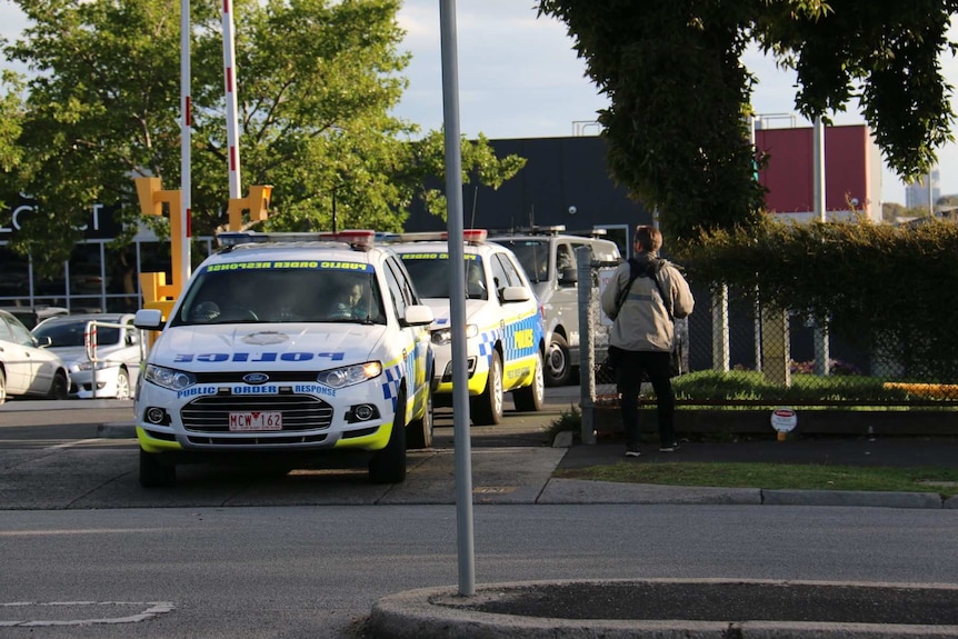 Victoria Police's Public Order Response Unit leave the Parkville juvenile facility.