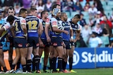 Dejected Cowboys during the NRL finals game against Cronulla.