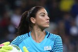 Hope Solo with the ball