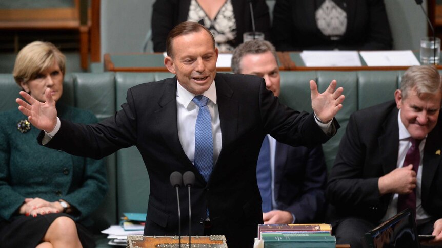 Tony Abbott gestures in Parliament