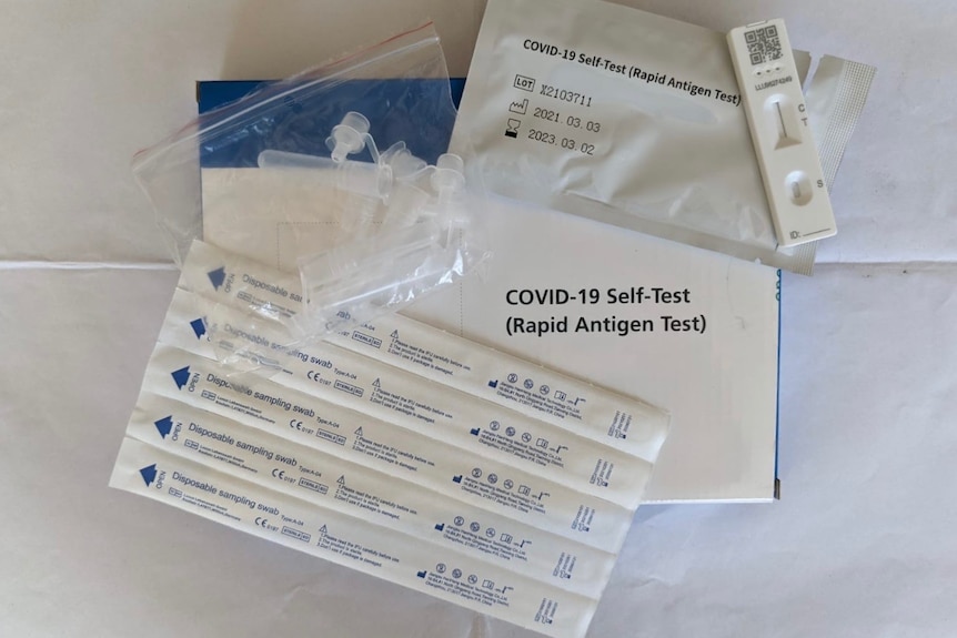 A rapid antigen at-home COVID test.